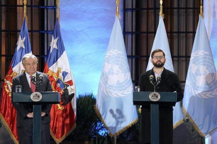 António Guterres y Gabriel Boric. Archivo-Xinhua